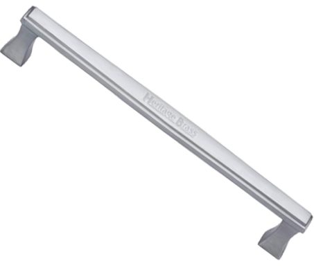Heritage Brass Deco, Art Deco Style Pull Handles (279mm OR 432mm c/c), Satin Chrome -