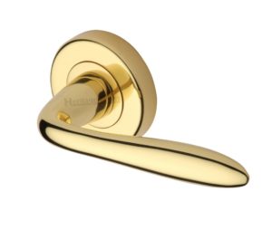 Heritage Brass Sutton Polished Brass Door Handles On Round Rose (sold in pairs)