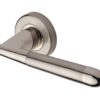 Heritage Brass Turin Mercury Finish Satin Nickel With Polished Nickel Edge Door Handles On Round Rose (sold in pairs)