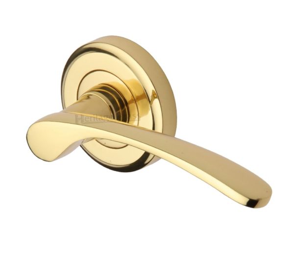 Heritage Brass Sophia Polished Brass Door Handles On Round Rose (sold in pairs)