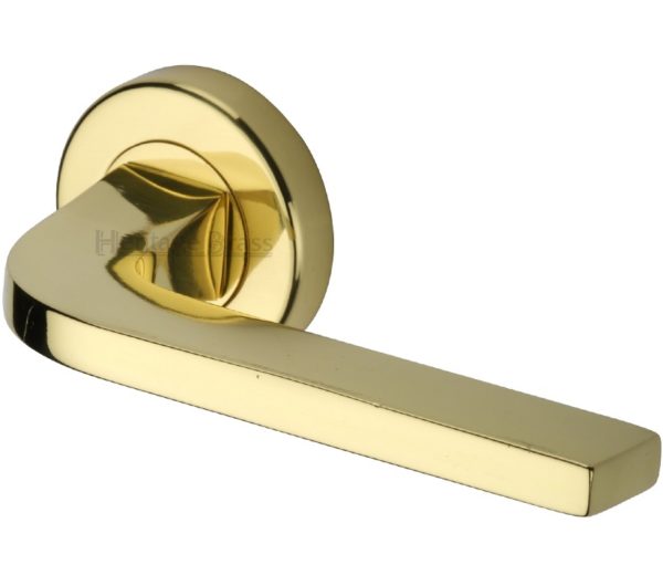 Heritage Brass Bellagio Polished Brass Door Handles On Round Rose (sold in pairs)