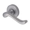 Heritage Brass Bedford Satin Chrome Door Handles On Round Rose (sold in pairs)