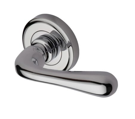 Heritage Brass Charlbury Polished Chrome Door Handles On Round Rose (sold in pairs)