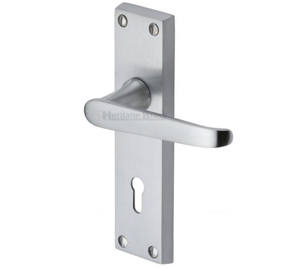 Heritage Brass Victoria Satin Chrome Door Handles (sold in pairs)