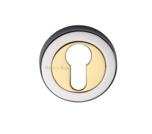 Heritage Brass Euro Profile Key Escutcheon, Dual Finish Polished Chrome With Polished Brass