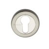 Heritage Brass Euro Profile Key Escutcheon, Mercury Finish Satin Nickel With Polished Nickel