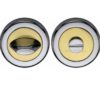 Heritage Brass Contemporary Round 53mm Diameter Turn & Release, Dual Finish Polished Chrome & Polished Brass