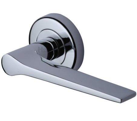 Heritage Brass Gio Polished Chrome Door Handles On Round Rose (sold in pairs)