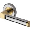 Heritage Brass Celia Dual Finish Polished Chrome With Polished Brass Edge Door Handles On Round Rose (sold in pairs)