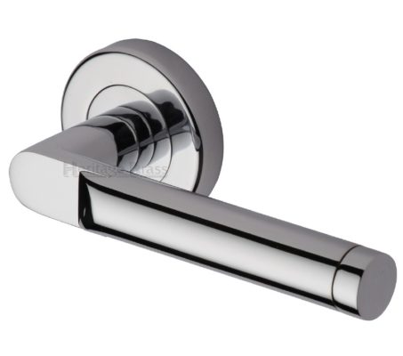 Heritage Brass Celia Polished Chrome Door Handles On Round Rose (sold in pairs)