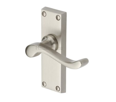 Heritage Brass Bedford Short Satin Nickel Door Handles (sold in pairs)