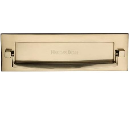 Heritage Brass Postal Knocker Letter Plate (254mm x 79mm), Polished Brass