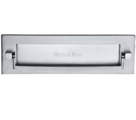 Heritage Brass Postal Knocker Letter Plate (254mm x 79mm), Satin Chrome