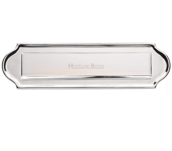 Heritage Brass Gravity Flap Letter Plate (280mm x 80mm), Polished Chrome