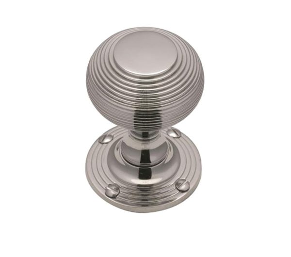 Heritage Brass Reeded Mortice Door Knobs, Polished Chrome (sold in pairs)