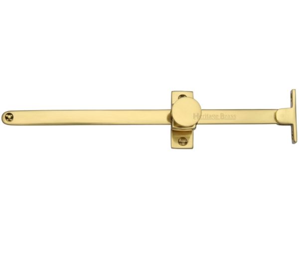 Heritage Brass Sliding Design Casement Stay (10" - 254mm), Polished Brass