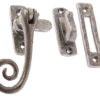 Jedo Collection Valley Forge Curly Tail Casement Window Fastener (90mm x 55mm), Pewter Patina