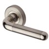 Heritage Brass Vienna Mercury Finish Door Handles, Satin Nickel With Polished Nickel Edge On Round Rose (sold in pairs)