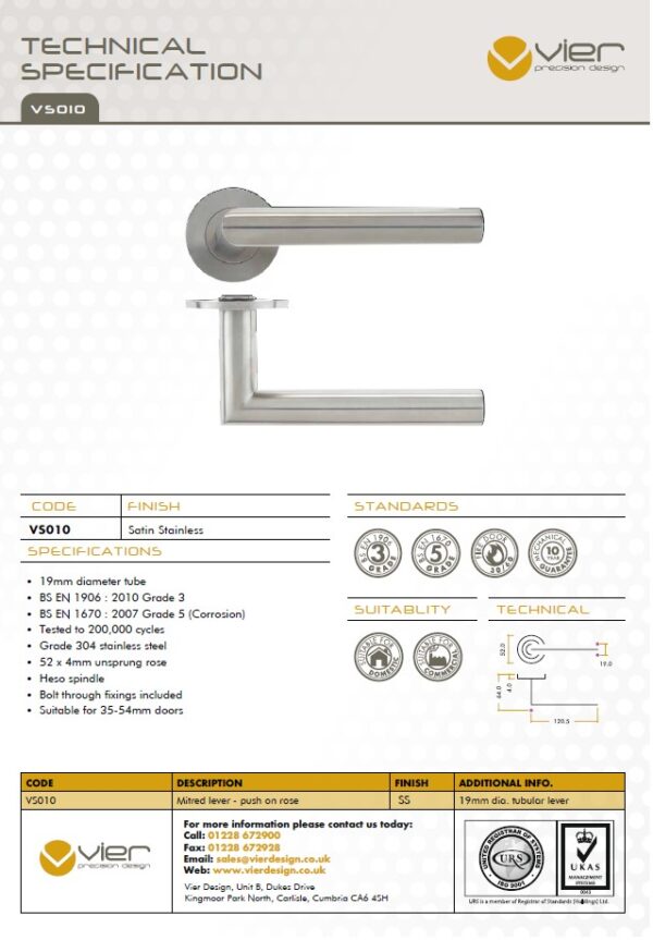 Zoo Hardware Vier Mitred Lever On Round Rose, Satin Stainless Steel (Sold In Pairs) - Image 2