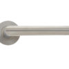 Zoo Hardware Vier Mitred Lever On Round Rose, Satin Stainless Steel (sold in pairs)