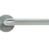 Zoo Hardware Vier Radius Lever On Round Rose, Satin Stainless Steel (sold in pairs)