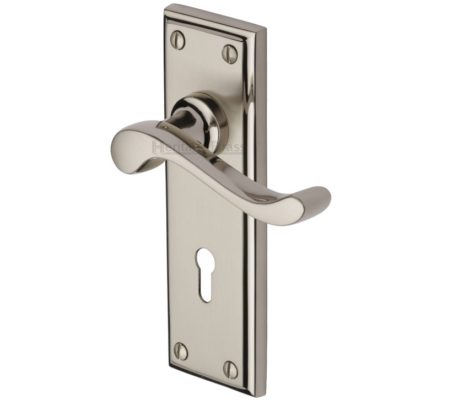 Heritage Brass Edwardian Mercury Finish Satin Nickel With Polished Nickel Edge Handles (sold in pairs)