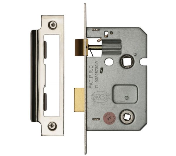 Heritage Brass 2.5 Inch Or 3 Inch Bathroom Locks (Bolt Through), Polished Chrome / Polished Nickel