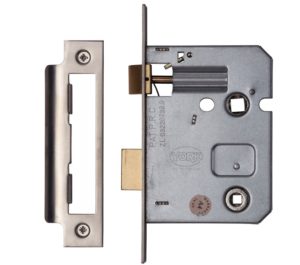 Heritage Brass 2.5 Inch Or 3 Inch Bathroom Locks (Bolt Through), Satin Nickel / Satin Chrome -