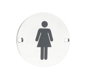 Zoo Hardware ZSS Door Sign - Female Sex Symbol, Polished Stainless Steel