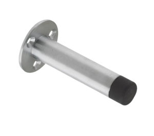 Zoo Hardware Cylinder Door Stop With Rose (76mm), Satin Chrome