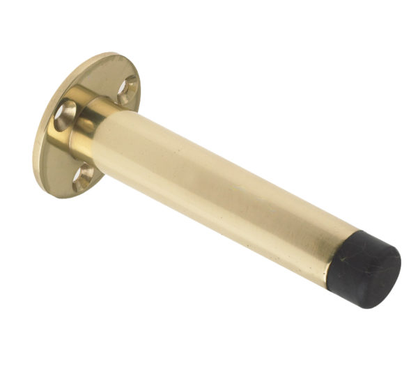 Zoo Hardware Cylinder Door Stop With Rose (90mm), Polished Brass