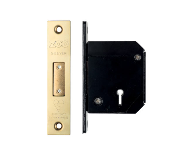 Zoo Hardware British Standard 5 Lever Chubb Retro-Fit Dead Lock (67mm OR 80mm), PVD Stainless Brass