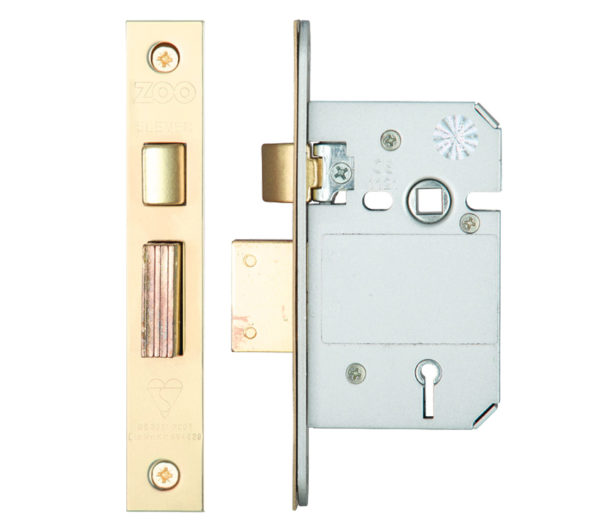 Zoo Hardware British Standard 5 Lever Sash Lock (64mm OR 76mm), PVD Stainless Brass
