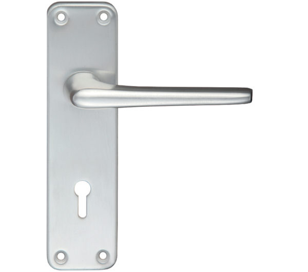 Zoo Hardware Contract Lever On Backplate, Satin Aluminium (sold in pairs)