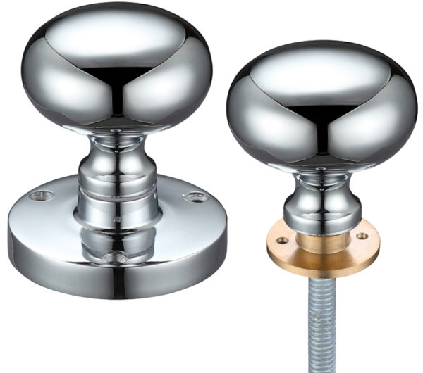 Zoo Hardware Contract Mushroom Rim Door Knobs, Polished Chrome (sold in pairs)