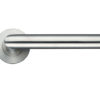 Zoo Hardware ZCS Architectural Mitred Lever On Round Rose, Satin Stainless Steel (sold in pairs)