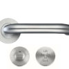 Zoo Hardware ZCS Architectural RTD Lift To Lock DIN Lever On Round Rose, Satin Stainless Steel (sold in pairs)