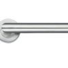 Zoo Hardware ZCS2 Contract Mitred Lever On Round Rose, Satin Stainless Steel (sold in pairs)