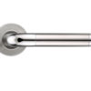 Zoo Hardware ZCS2 Contract Radius Lever On Round Rose, Dual Finish Polished & Satin Stainless Steel (sold in pairs)