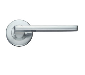 Zoo Hardware Stanza Leon Contract Lever On Round Rose, Satin Chrome (sold in pairs)