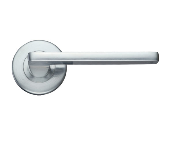 Zoo Hardware Stanza Leon Contract Lever On Round Rose, Satin Chrome (sold in pairs)