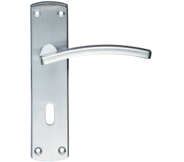 Zoo Hardware Stanza Toledo Contract Door Handles On Backplate, Satin Chrome (sold in pairs)