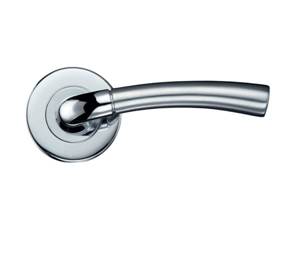 Zoo Hardware Stanza Girona Contract Lever On Round Rose, Dual Finish Satin Chrome & Polished Chrome (sold in pairs)