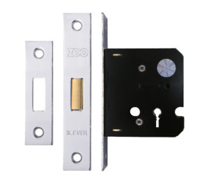 Zoo Hardware 3 Lever Contract Dead Lock (64mm OR 76mm), Nickel Plate