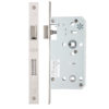 Zoo Hardware Vier 78mm c/c DIN Bathroom Lock (Square Or Radius Profile), Satin Stainless Steel