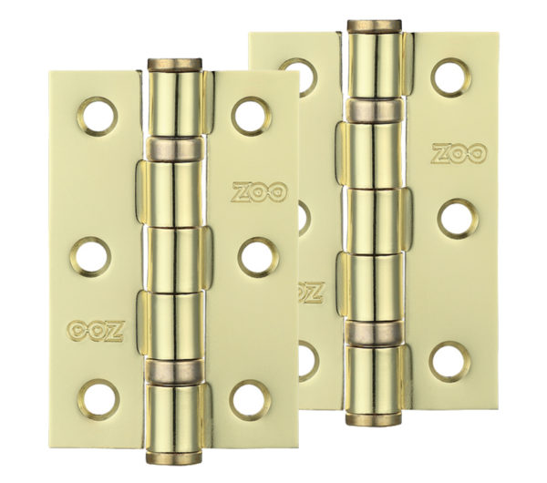 Zoo Hardware 3 Inch Steel Ball Bearing Door Hinges, Electro Brass (sold in pairs)