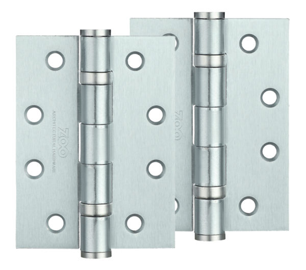 Zoo Hardware 4 Inch Steel Ball Bearing Door Hinges, Satin Chrome (sold in pairs)