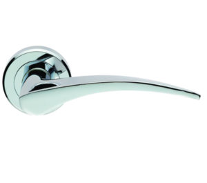 Serozzetta Olivier Door Handles On Round Rose, Polished Chrome - (sold in pairs)