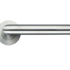 Zoo Hardware ZPS Mitred Lever On Round Rose, Satin Stainless Steel (sold in pairs)