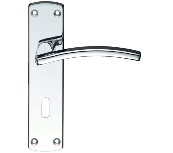 Zoo Hardware Stanza Toledo Contract Door Handles On Backplate, Polished Chrome (sold in pairs)